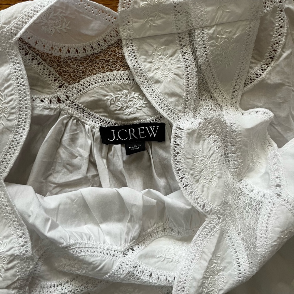J.Crew Ivory Embroidered Top